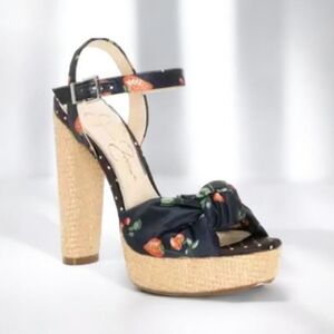 Jessica Simpson Black Floral Platform Sandals